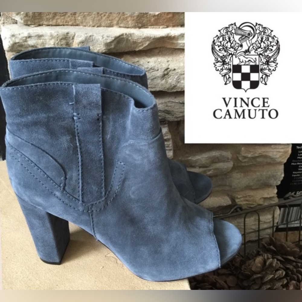 Vince Camuto Camey Suede Peep Toe Bootie/Storm